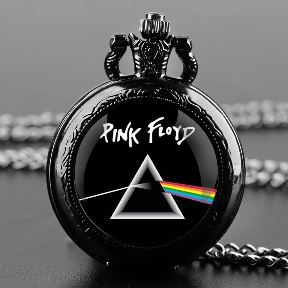 Pink Foyd Cool Design Quartz Pocket Watch Gift Set พร้อมสายโซ่ทนทานและตัวเลขอารบิค Face Timeless Present สําหรับชาย
