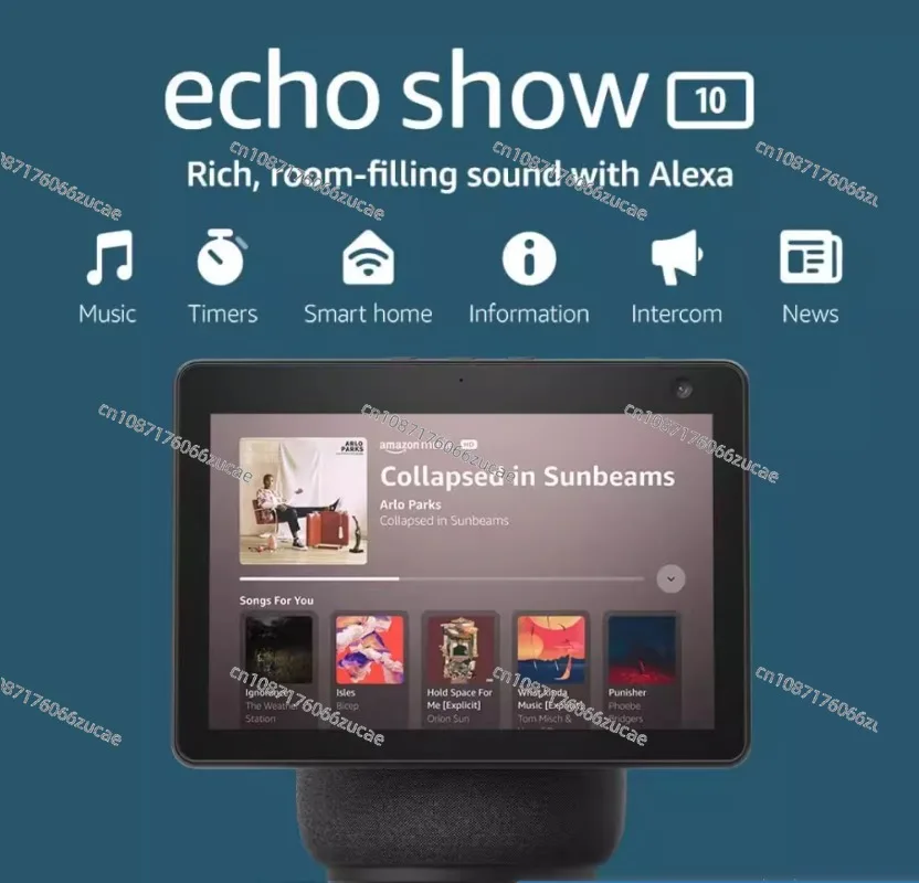 شاشة Home Echo Show 10 الجيل الثالث عالي الدقة الذكية مع حركة صوت ممتازة وأليكسا جليدي أبيض