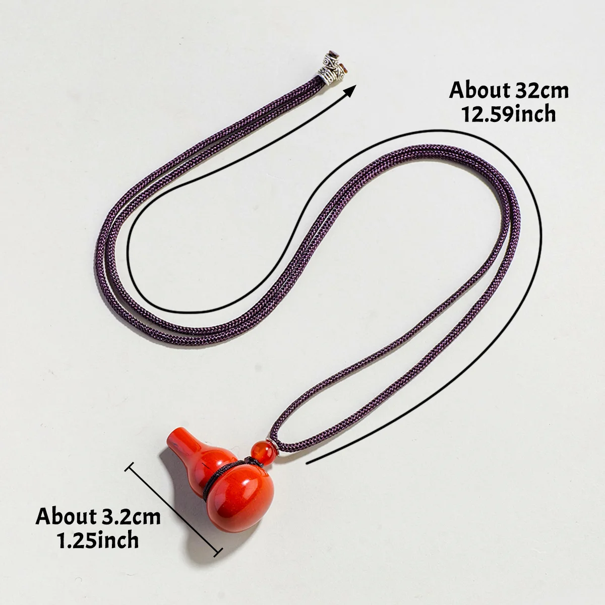 1PC Natural Crystal Red Jasper Gourd Pendant Necklace Hand Carved Gourd Car Hanging Adjustable Braided Cord for Jewelry Gift