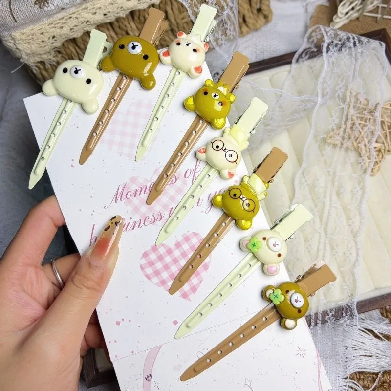 Cute Cartoon Milky Rilakkuma Duckbill Clip Sweet Bangs One-Line Hair Clip Hair Accessories