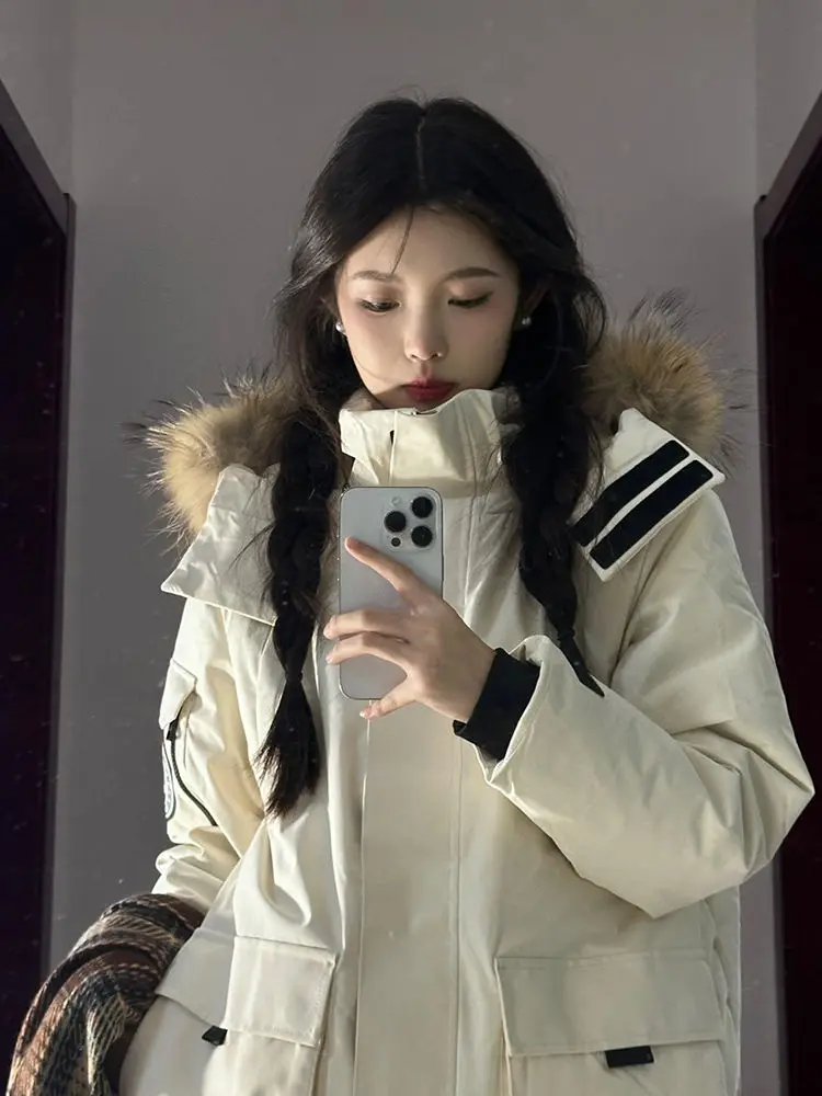 

Parkas Jacket Woman Womens Winter Classic Linen Fox Waist-Closed Multi-Pocket Full-Zip Leopard Light Youth Outdoor Pure Youthful