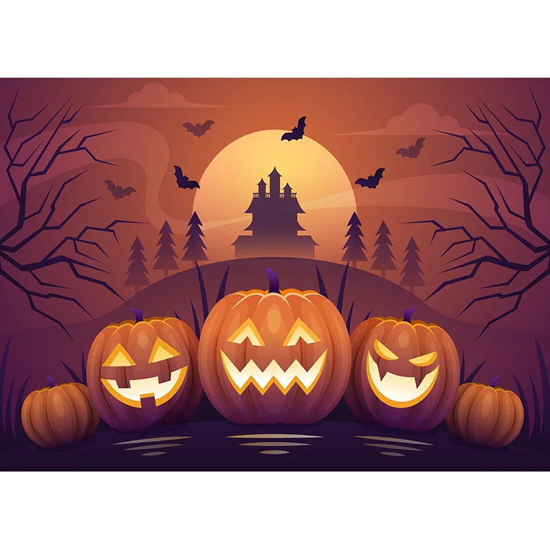 خلفية الهالوين من نيتري ، خلفية التصوير الفوتوغرافي ، مستلزمات استوديو الصور ، قلعة حجر القبر ، فانوس اليقطين ، القمر ، الاستوديو ، من #2