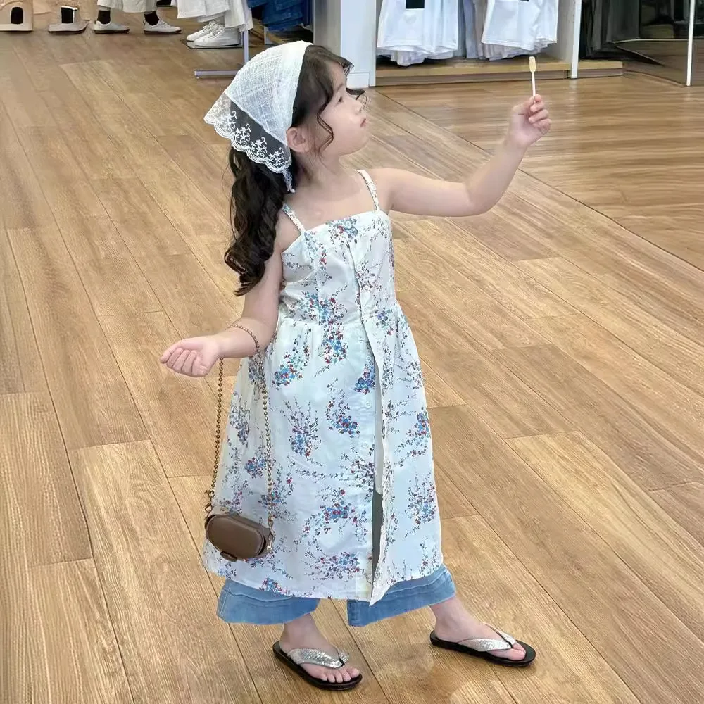 Girls' Dresses Summer New Resort Style Beach Dresses Sundresses for Children in The Middle of The Year