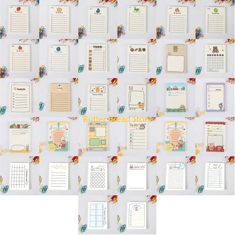 W89C 50 pagina's schattige fruitbeer noot kussen berichtpapier voor boodschappenlijsten herinneringen en afspraken 7x10