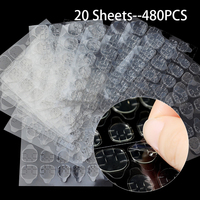20 Sheets 480pcs Double Sided Adhesive Glue Sticker Sticky Tape Nail Glue For Fake Designs False Nails Art Tips Acrylic Manicure