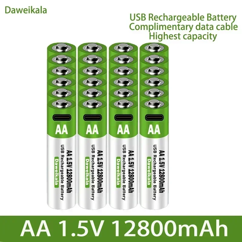 2024 nuova batteria ricaricabile agli ioni di litio AA USB 1.5V AA 12800mah/batteria agli ioni di litio orologio giocattolo lettore MP3 tastiera