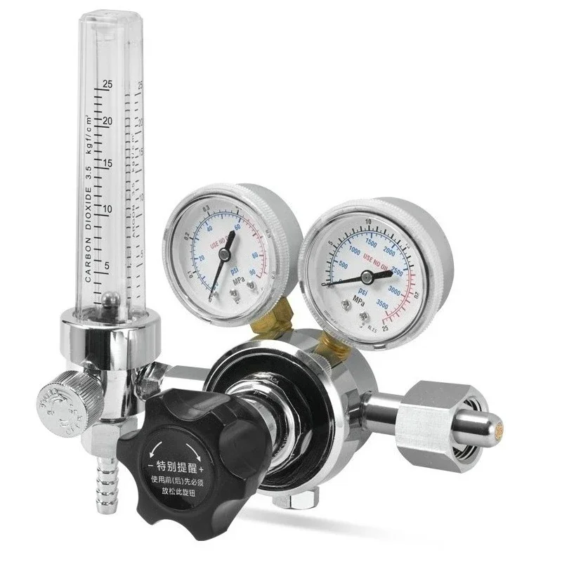 Gas Flowmeter Pressure Reducing Valve Dual Gauge Adjustable YQB-731LS for N2, Air, He, Ar, H2, O2, CO2Goods in stock