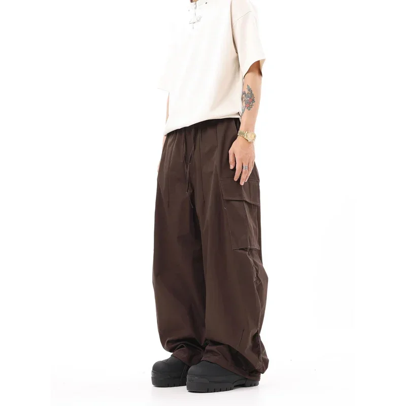 TFETTERS Brand Khaki Cargo Pants Mens Multi Pocket Hip Hop Mid Rise Baggy Casual Trousers Man Fashion Streetwear Male Clothes