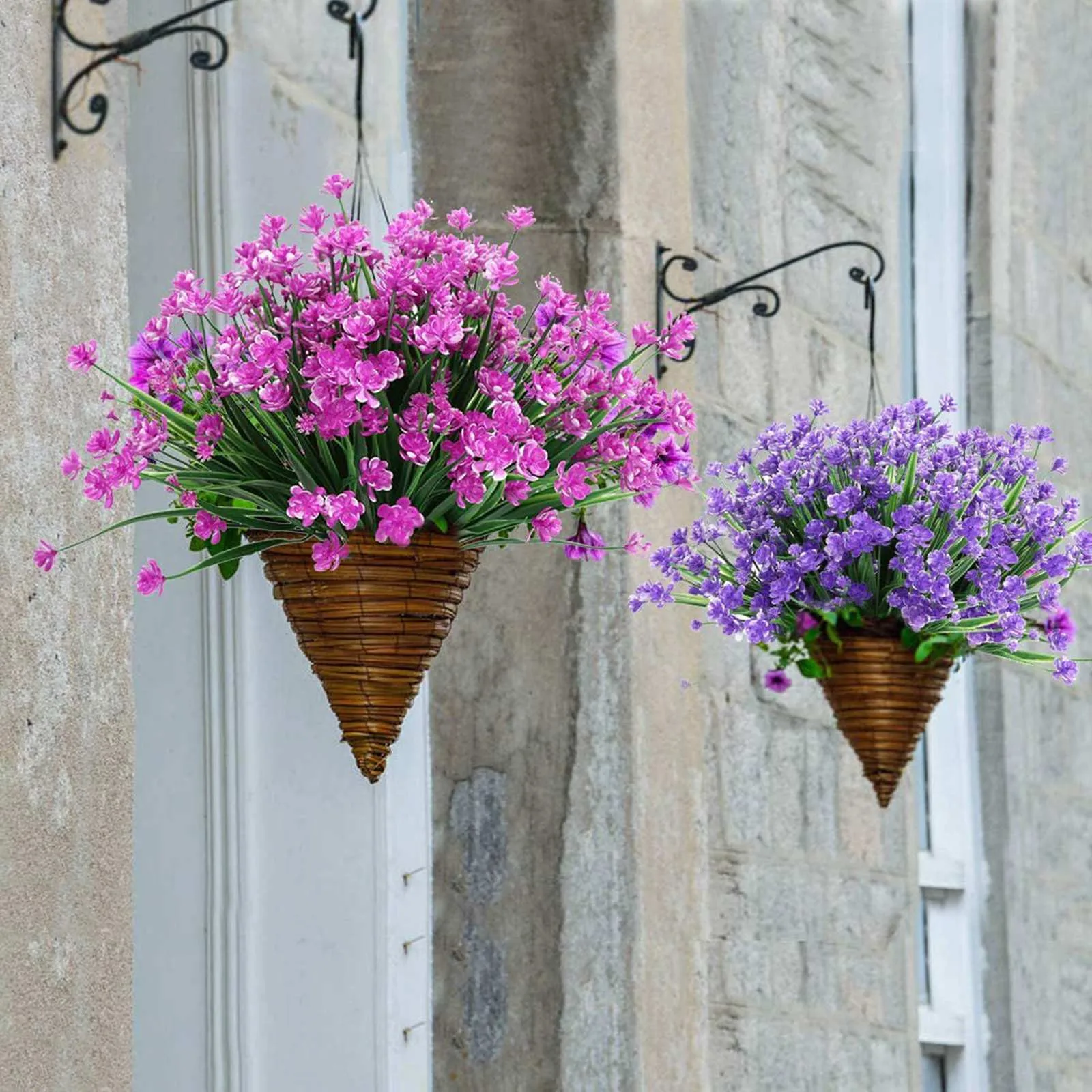 6pcs fiori artificiali simulati primavera erba camelia cesto di fiori all'aperto decorazione della finestra cucina di casa decorazione della tavola di nozze