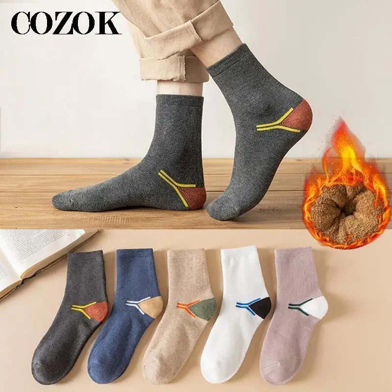 

6PCS=3Pairs Japanese Harajuku Socks Autumn Winter Warm Mens Socks Meias Thicke Towel Terry Cotton Socks Male Gift 2022 New Brand