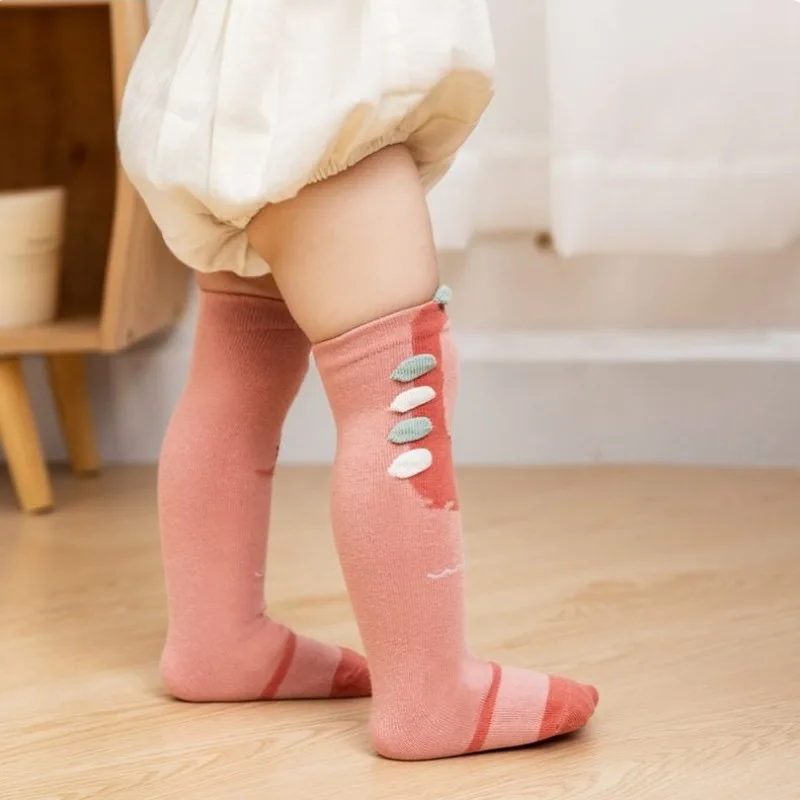 Skarpety 3D bez pięty za kolano dla niemowląt i małych dzieci, jesienno-zimowe, tubularne ocieplacze na nogi, proste skarpety dla niemowląt.