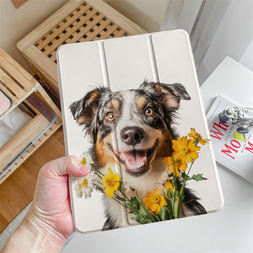 

Чехол с держателем для карандашей для iPad Pro 13 M4 2024 Smart Cover для iPad Mini 6 7th A17 Pro Air 10,9 11 дюймов с принтом собаки