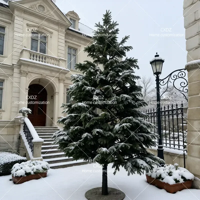 Large Artificial Cedar Metasequoia Spruce Fir Green Pine White Christmas Tree Outdoor Snow Shopping Mall Fake Tree Decoration