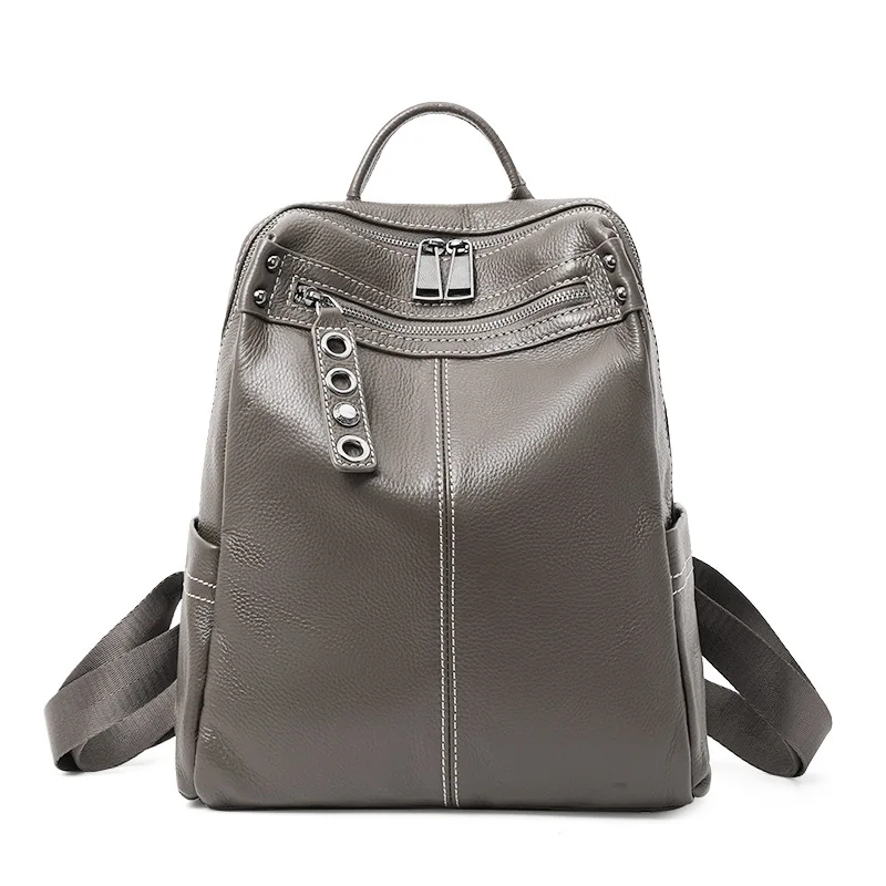 Vintage Ladies Genuine Leather Backpack Casual Daily Real Cow Leather Shoulder Bag 2026 New Cowhide Travel Tote Bag