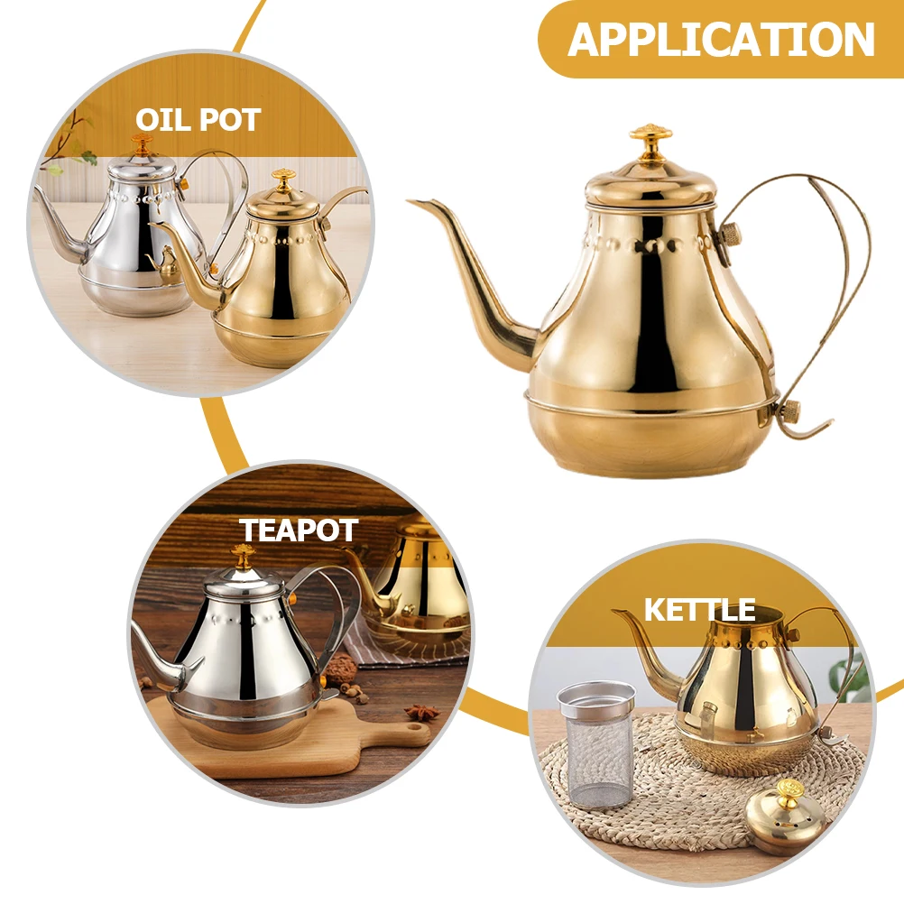 

Stainless Steel Palace Style Gold Decorative for Kitchen Café Home Ergonomic Handle Anti-Scald Stovetop Water Pot Household