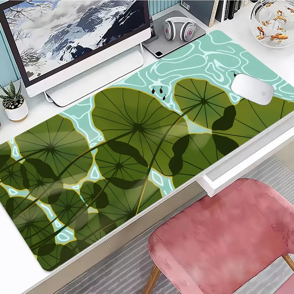 

Lotus Leaves Mouse Pad Gaming Mouse Pad, Mouse Pad with Edges and Non-Slip Rubber Base, Extended Mouse Pad Green Eye Protection