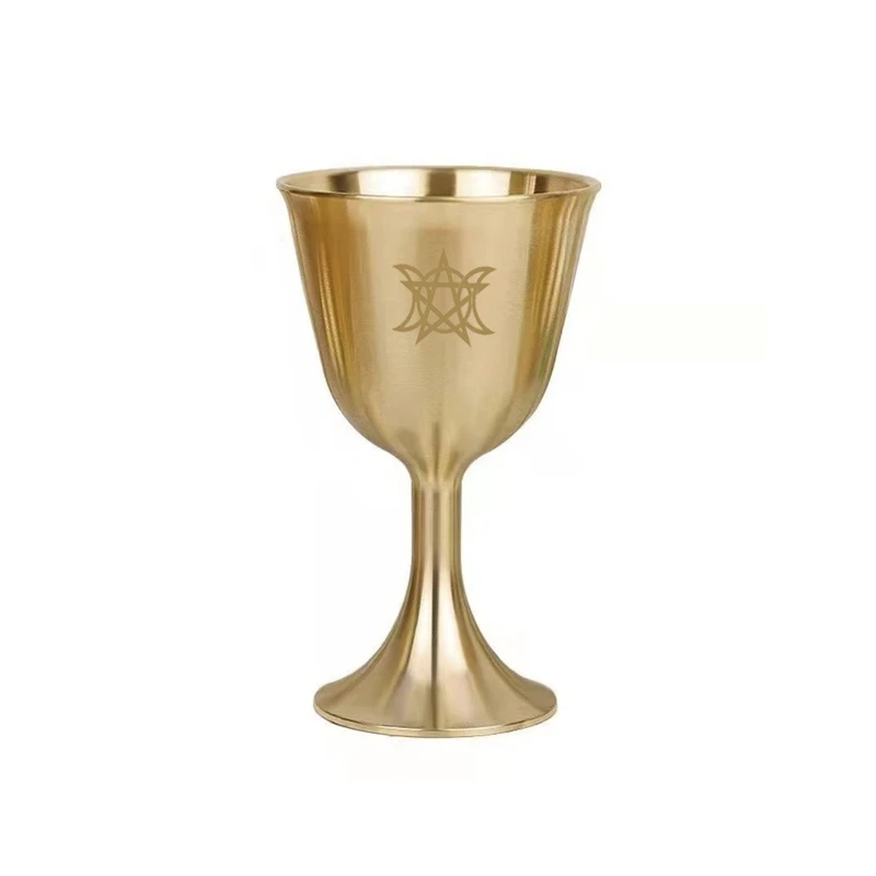 

Церемония Y1UC Diving Astrogical Tool Altar Chalic Prop Ritual Cup Triple Moon Алтарь Goblet Wi CCA Goldplating