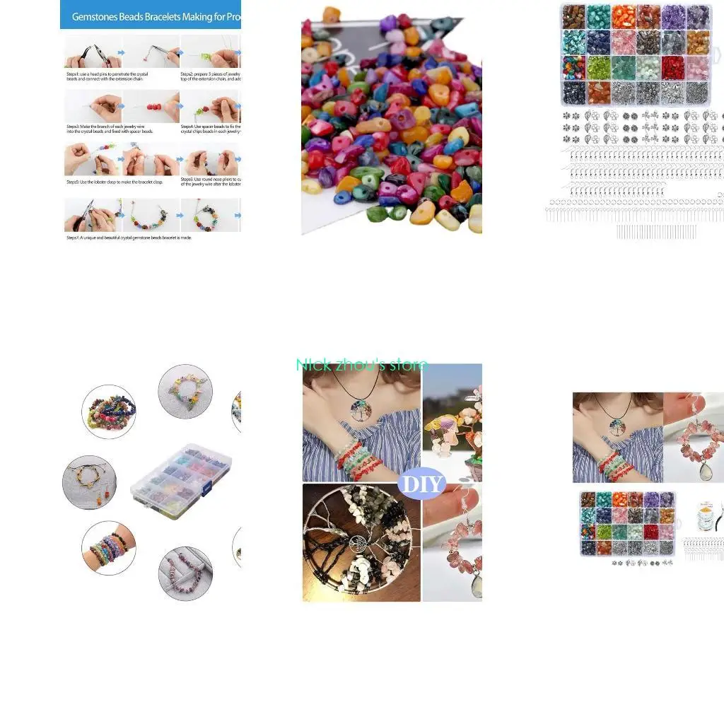 

E15E 24 Grids Irregular Gravel Natural Stone Beaded DIY Handmade Gemstones Jewelry