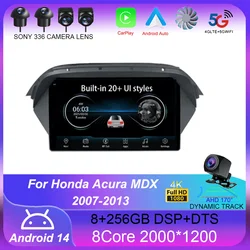 Android 14 For Honda Acura MDX 2007 - 2013 Car Multimedia Stereo Video Player GPS Navigation Radio Wireless Carplay Auto QLED 4G