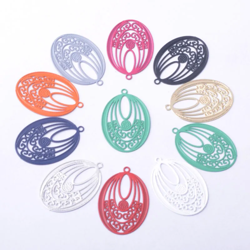 30 Stück AB494 Messing-Schmuckanhänger in Hellgold, ovale Charms für DIY-Ohrringe und Halsketten für Damen – Detail 1