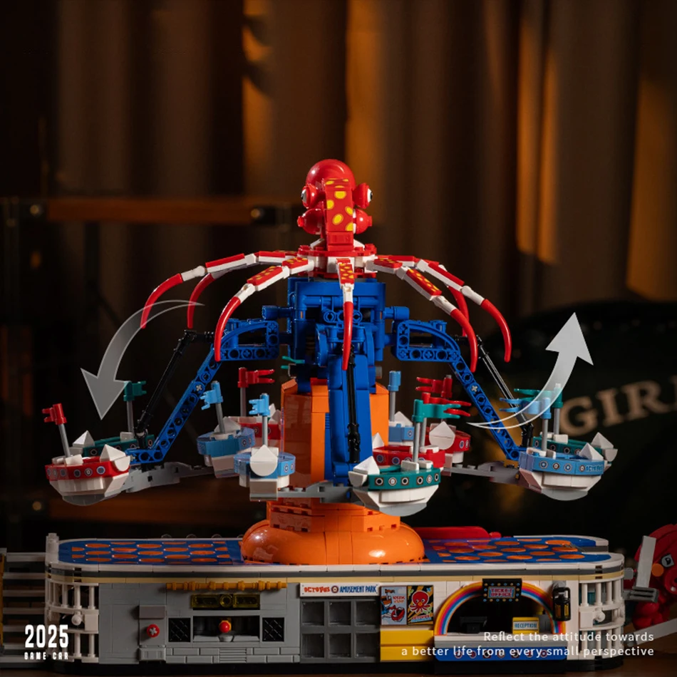 Ciudad Undersea Paradise dibujos animados pulpo parque de atracciones modelo bloques de construcción con módulo de potencia montaje DIY ladrillos juguetes regalo para niños