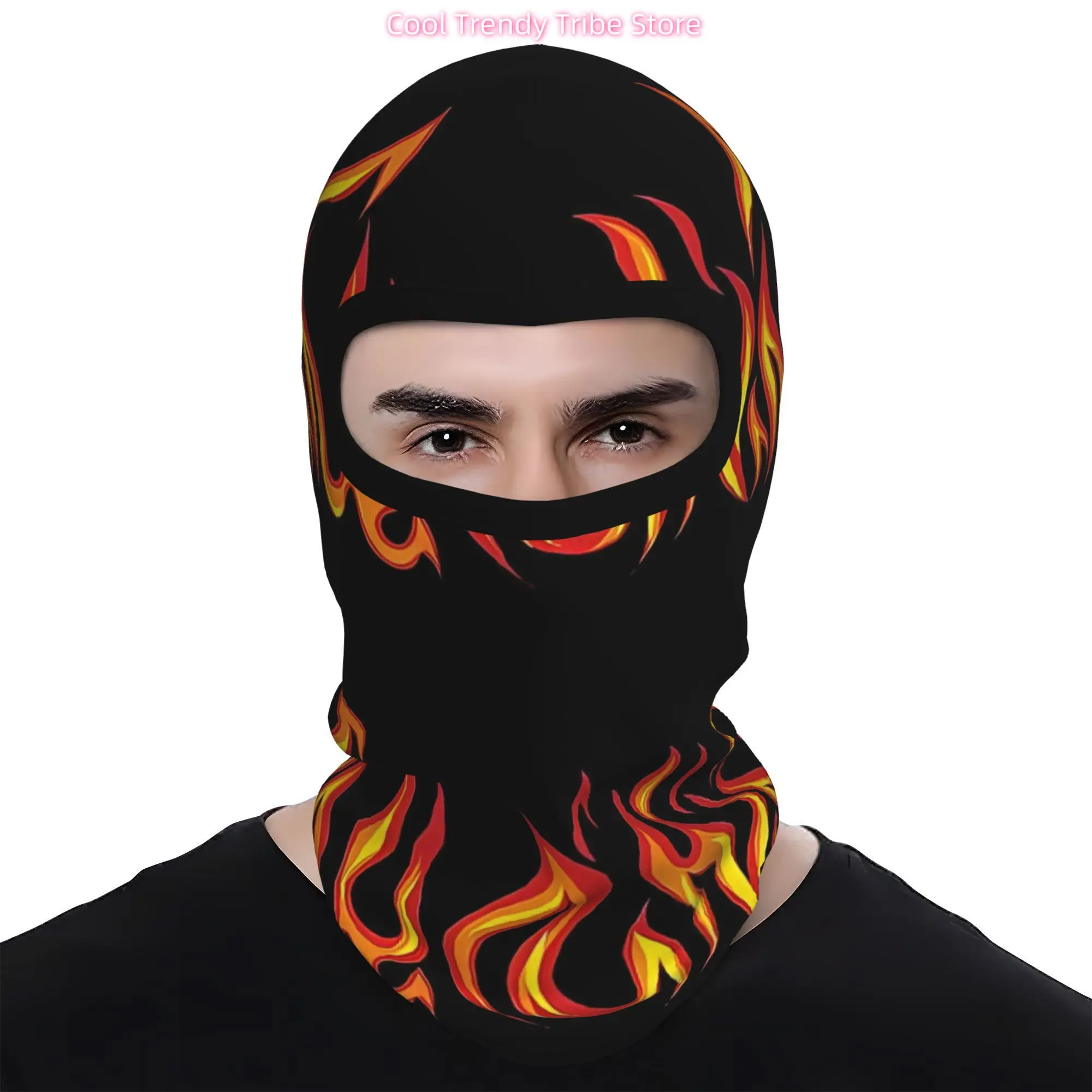 1pc of Wind-Resistant Balaclava Featuring Fire Flame Prints, Suitable for Cycling And Skiing, Also Serves As a Face Cover And Ne