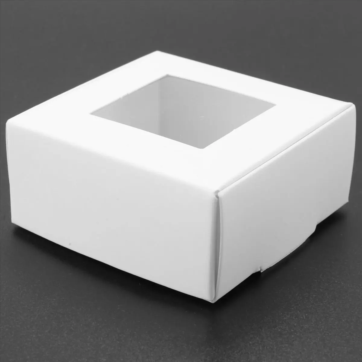 (ˉ﹃ˉ) 50 Pieces Mini Paper Box with Window Present Packaging Box Treat Box for Homemade Soap Treat Bakery Candy (White)