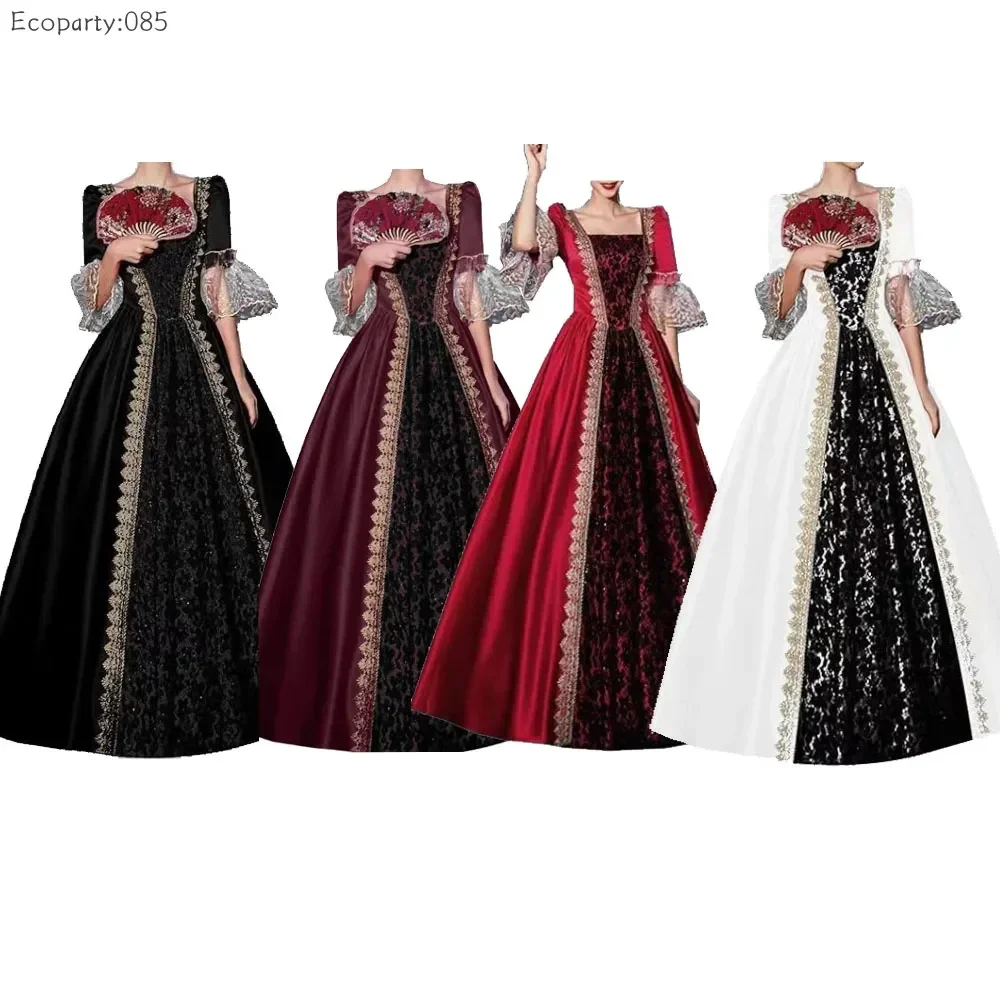 

Женское средневековое бальное платье в стиле Ренессанс, викторианский маскарадный костюм, королева, сценические платья, костюм с аппликацией для Хэллоуина