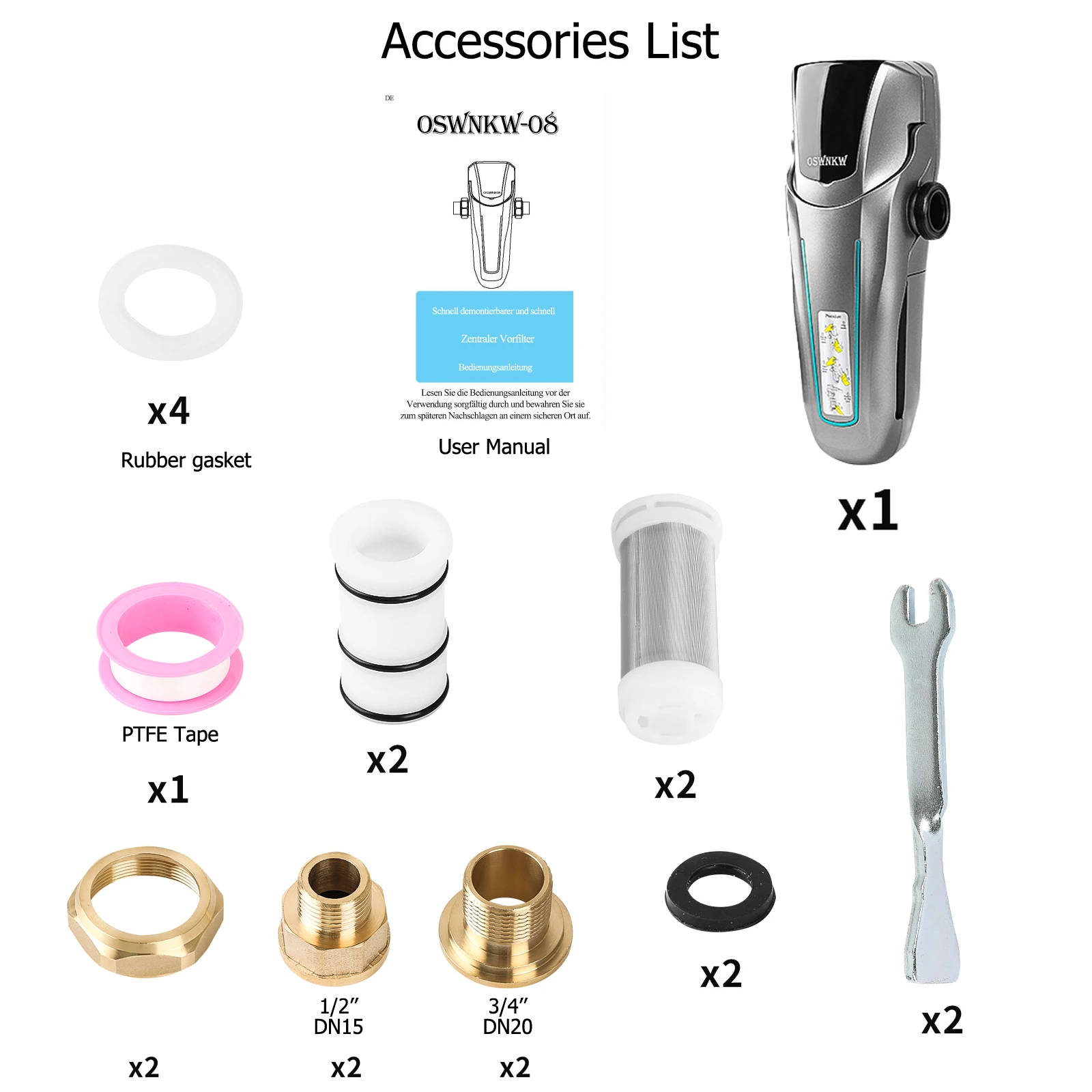 OSWNKW-01Pre Filter Purifier Hele Huis Spin Down Sediment Water Filter Centrale Voorfilter Systeem Backwash Rvs Mesh