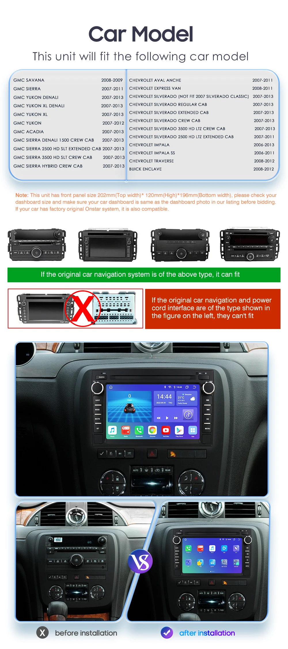 Car Radio Android for Chevrolet Silverado Impala Traverse Avalanche Express GMC Yukon Sierra Acadia Savana Multimedia Player