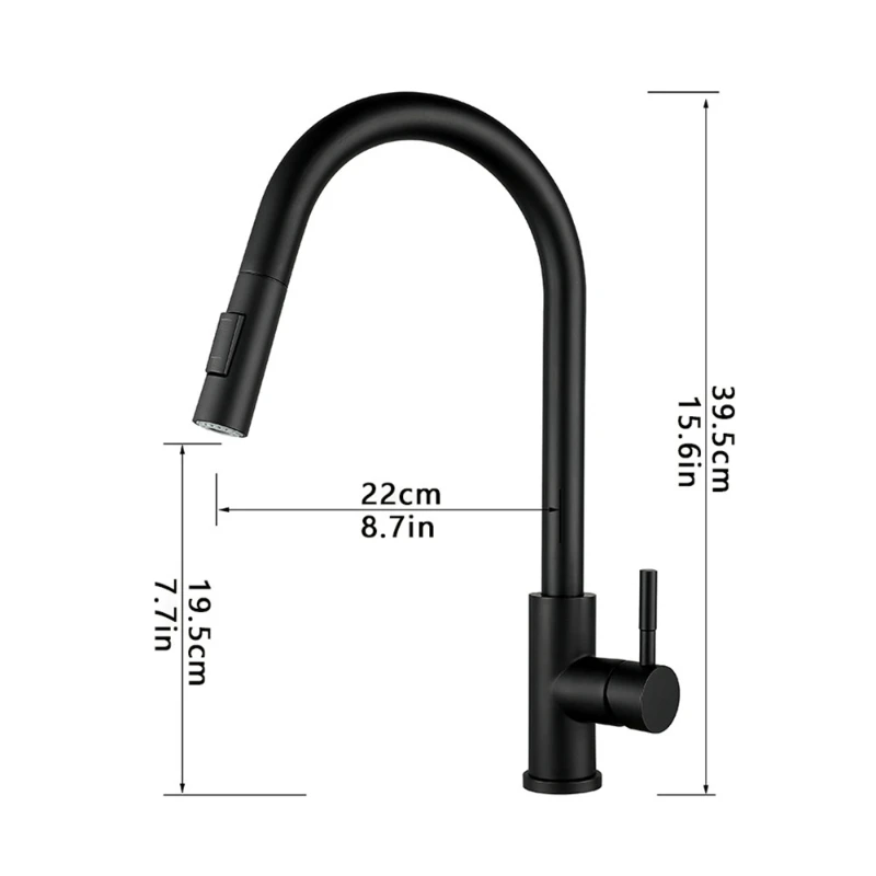 Stainless steel kitchen pull-out faucet hot and cold rotate retractable kitchen sink faucet