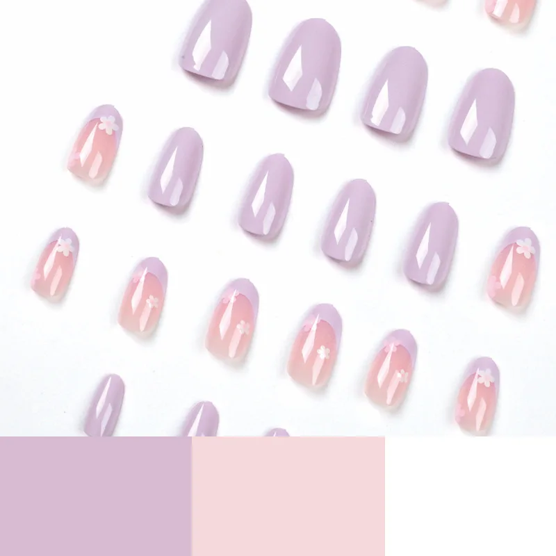 Ferramentas Oval artificiais esmalte, Acessórios para unhas polonês, Conjunto completo de chips, unhas postiças, 24pcs