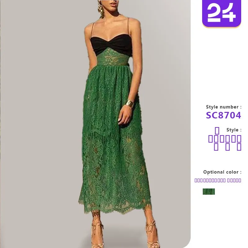 

Summer 2025 Sexy Lace een Hollow out Vaion Cross-Border Women's Dr Multi-Layered Strap High Waist Cosite Lace