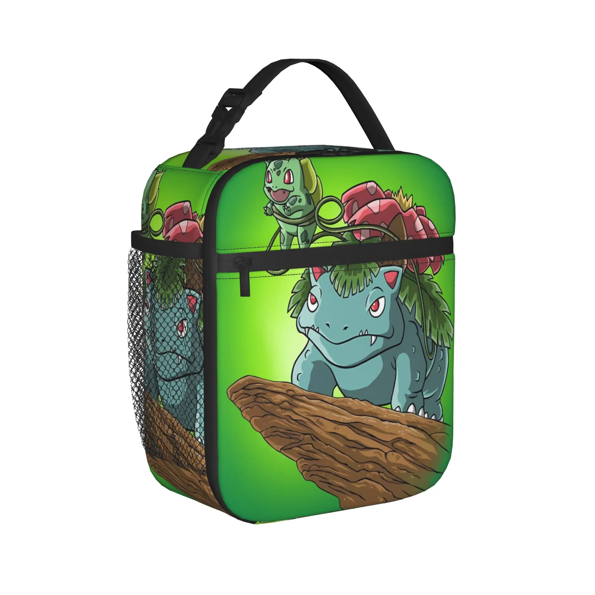 Lunch Bag Bulbasaur Leaf Manga School Lunch Box For Child  Kawaii Portable Insulated Graphic Cooler Bag