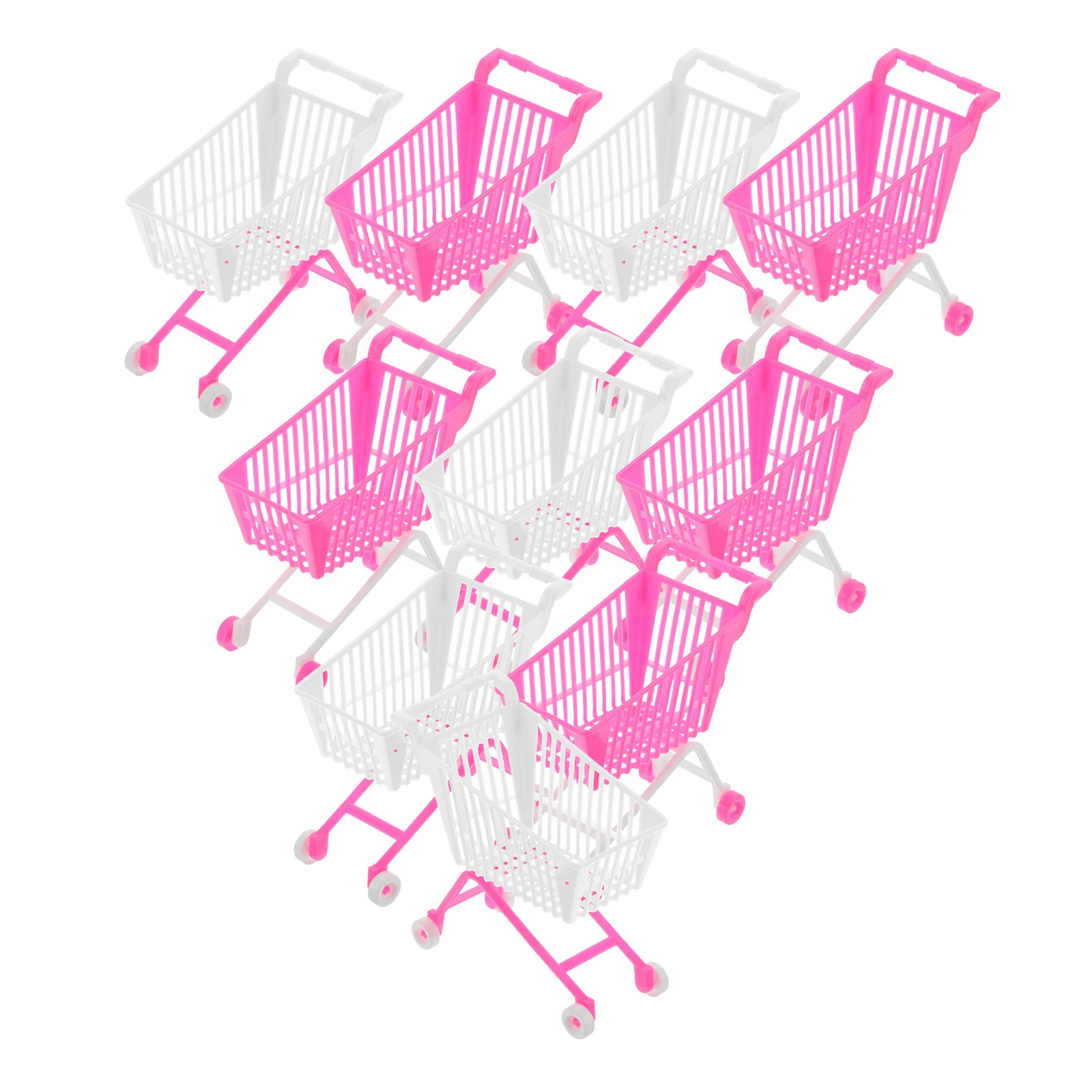 어린이를위한 10Pcs 소형 쇼핑 카트 교육용 홈 장식 플라스틱 유모차 보육 가구 현실적인 미니 숍 소품