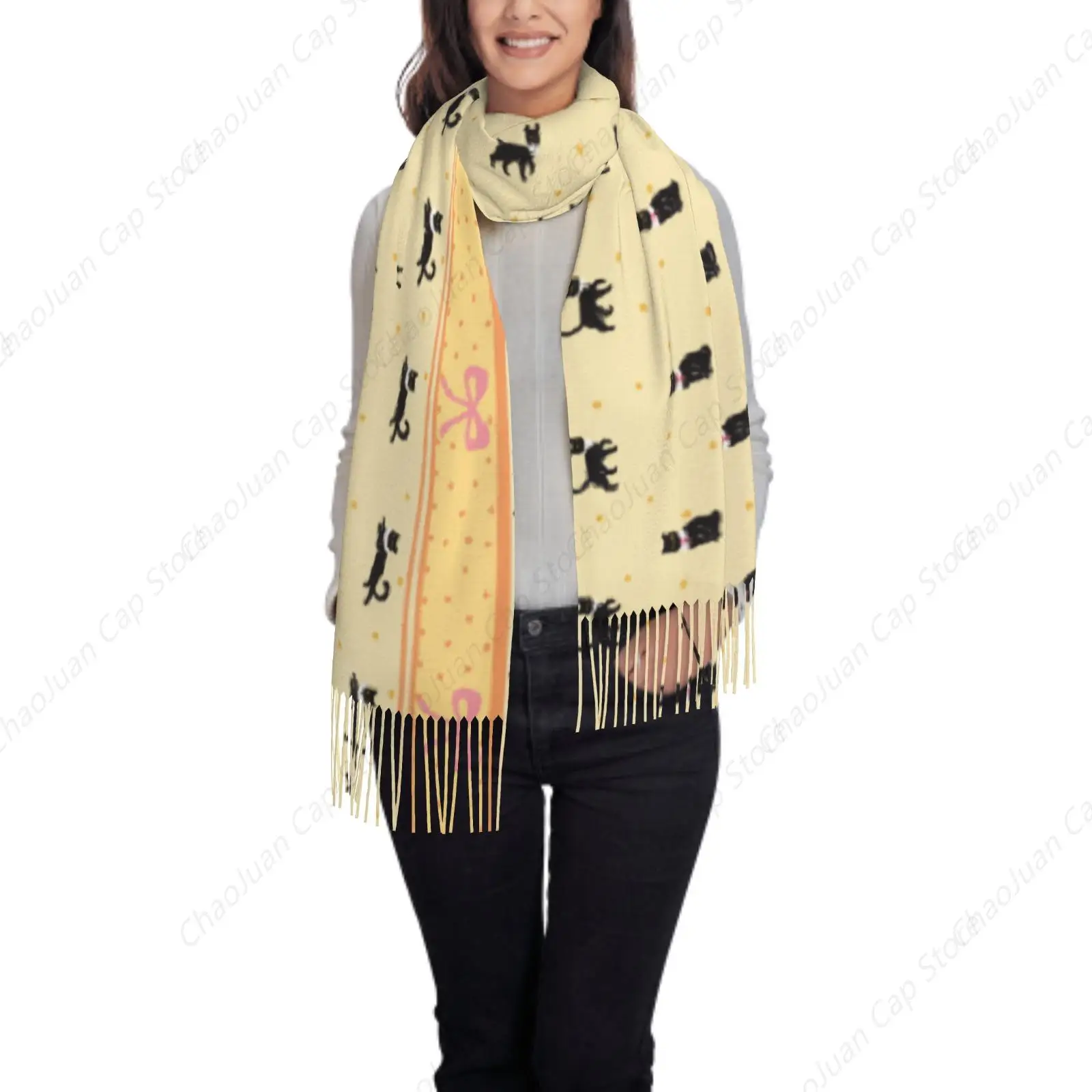

Playful Cat Array Print Cashmere Feel Winter Scarf Fashion Soft Warm Women Blanket Shawl Wrap