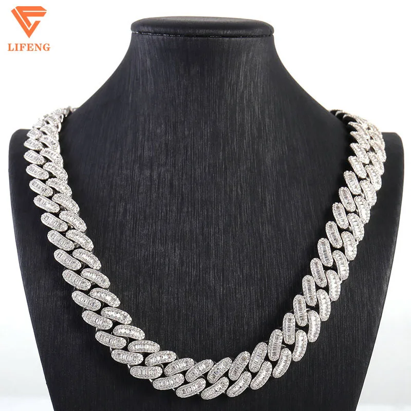 New Process Cuban Necklace 925 Silver Ice Out Mossinate Diamond Cuban Chain Stylish Men's Necklaces