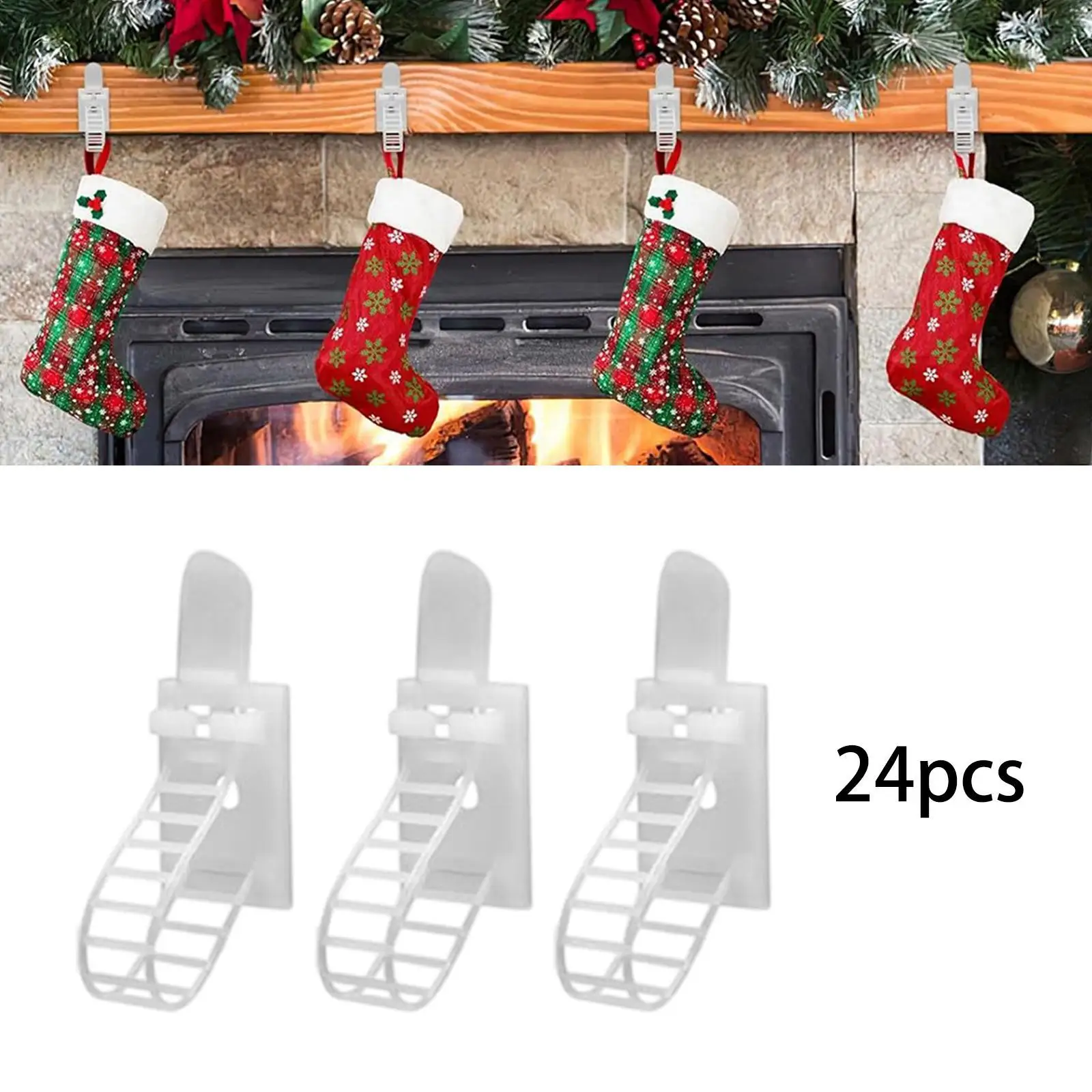 24x Cord Clips Management White Reusable for Christmas Lights Table Hold Extension Cable Christmas Hanging Ornaments Computer