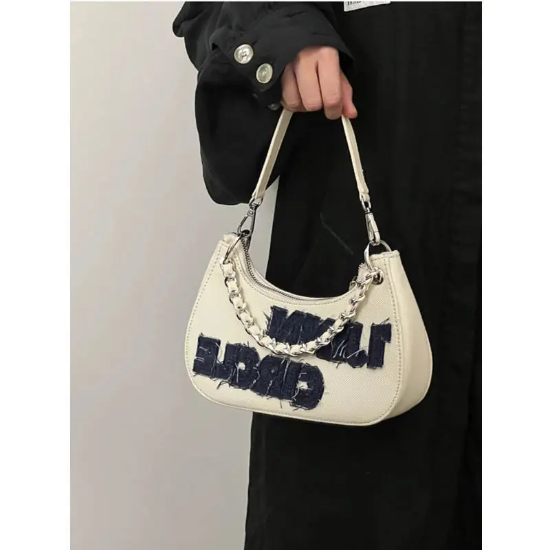 

Vintage Y2k Crossbody Bag, Retro Denim Crescent Hobo Bag, Women's Casual Handbag & Shoulder Purse