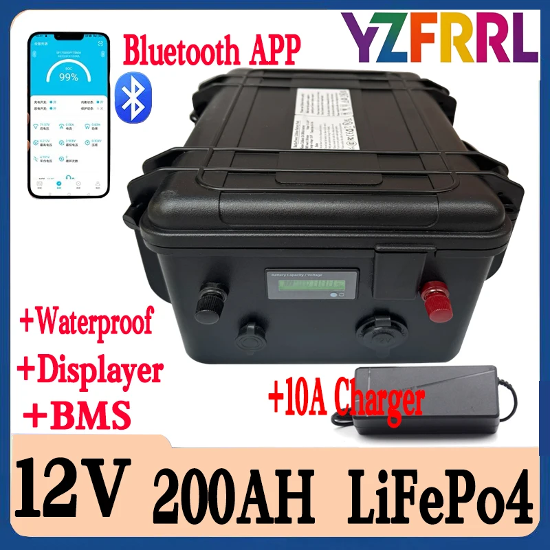 

12V 200AH Lifepo4 аккумулятор al litio ferro fosfato bluetooth BMS для системы Solare barca