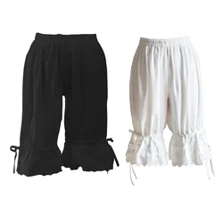 Roupa de baixo feminina estilo lolita, calças curtas de renda para mulheres com babados de abóbora, cintura alta e elásticos soltos