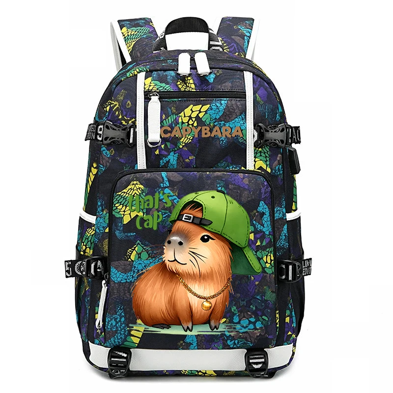 capybara-animal-print-school-backpack-spacious-travel-bag-for-children-teens-daily-use