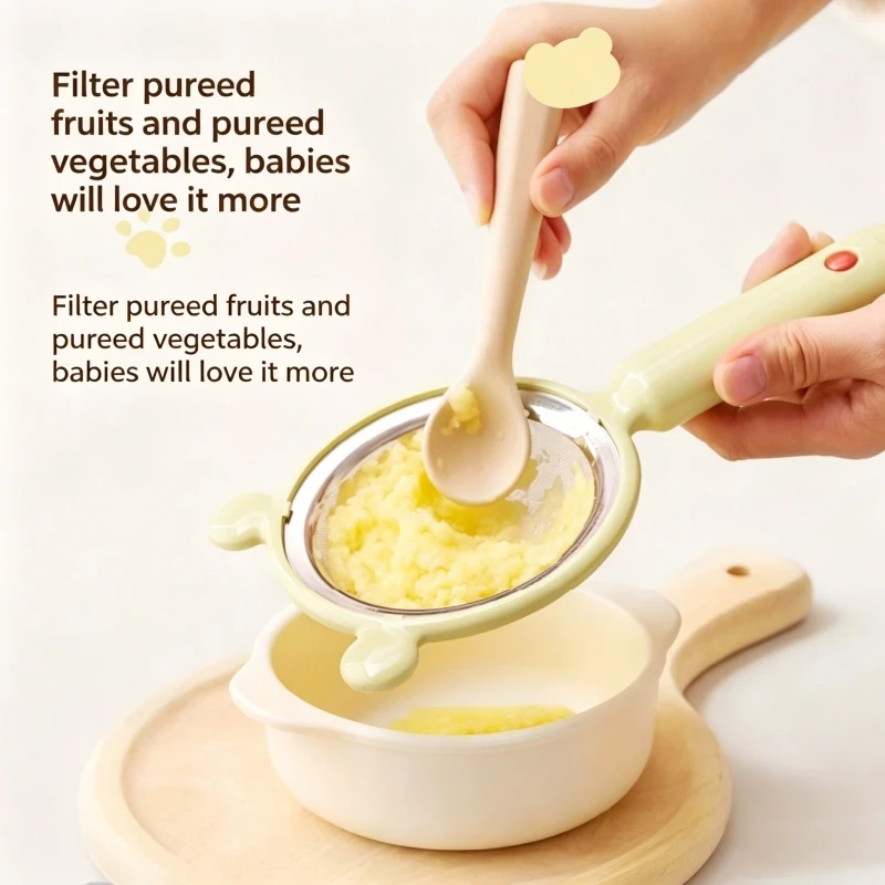 Soybean Milk Filter Screen 304 Stainless Steel Baby Food Supplement Baby Spoon Kitchen Egg Liquid Baking Tool Flour Screen