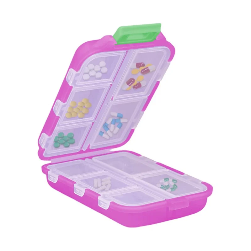 Handige reispil-organizer, draagbare zakapotheek, medicijndoos, klein etui, 10-roosters, opslag, vitamine, visolie