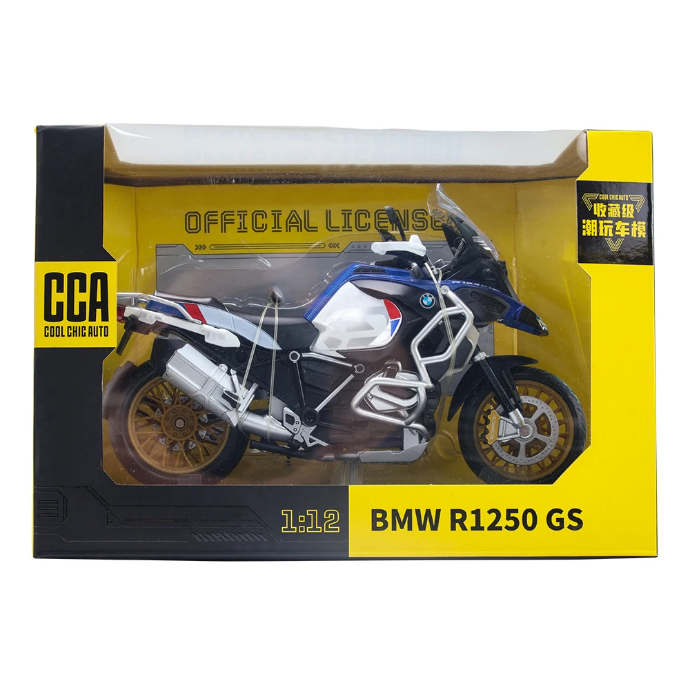 MSZ CCA 1:12 BMW R1250GS S1000R with base alloy die-cast car motorcycle model, toy gift giving, die-cast static motorcycle model