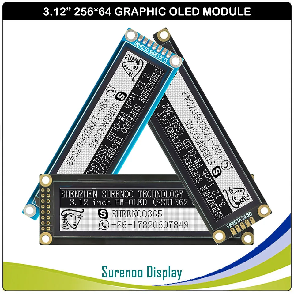 

Real OLED Display, 3.12" 256*64 25664 Dots Graphic LCD Module Display Screen LCM Screen SSD1362 Controller Support SPI