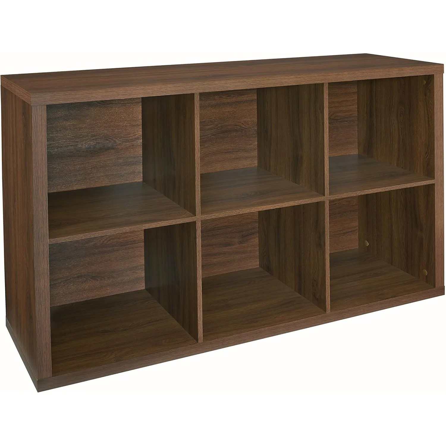 

6 Cube Storage Shelf Organizer Bookshelf with Back Panel, Easy Assembly, Wood, Dark Chestnut Finish