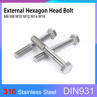 316 Stainless Steel Hexagon Head Bolt DIN931 M6 M8 M10 M12 M14 M16 Partially Threaded External Hex Head Screw