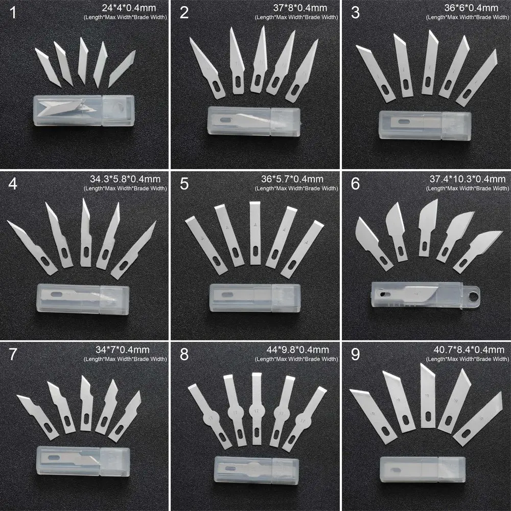 10Pcs Non-Slip Metal Engraving Craft Knives Blades Cutter for Mobile Phone Scalpel Knife Parts PCB Repair Hand Tools Accessories