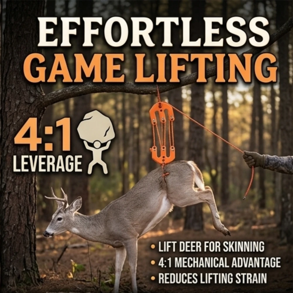 Game and Gear Hoist Plastic Hoist Block and Tackle System Compact Lifting Tool Portable Pulley for Backcountry Hunting